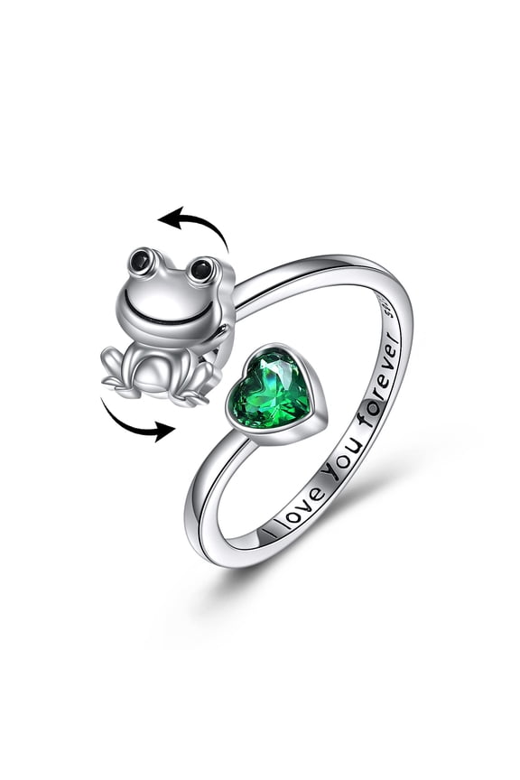 Frog Fidget Anxiety Rings for Anxiety for Women Sterling Silver Frog Rotatable Mood Rings Jewelry