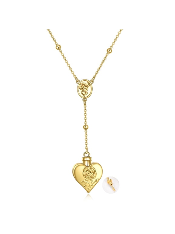 Gold Plated LDR Necklace Sterling Silver Stash Snuffle Spoon Necklace Hidden Scoop Rosary Chain Heart Shaped With Snakes and Spoon Pendant Jewelry