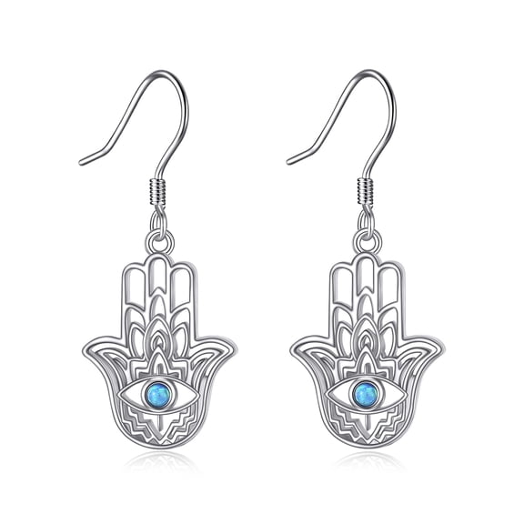 YAFEINI Hamsa Earrings Sterling Silver Hamsa Hand Dangle Earrings With Evil Eye Hamsa Jewelry for Women Jewish Gift for Hanukkah