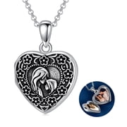 YAFEINI Heart Locket Necklace That Holds Pictures Sterling Silver Flower Lockets Jewelry Gifts for Mom or Daughter