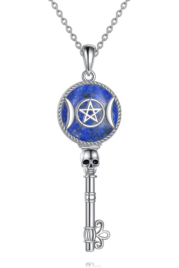 Hecate Necklace Lapis Lazuli Star of David Amulet Pendant Sterling Silver Lunar Goddess Pendant Wiccan Jewelry for Women