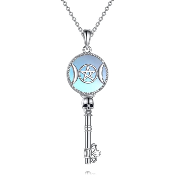 YAFEINI Hecate Necklace Moonstone Star of David Amulet Pendant Sterling Silver Lunar Goddess Pendant Wiccan Jewelry for Women