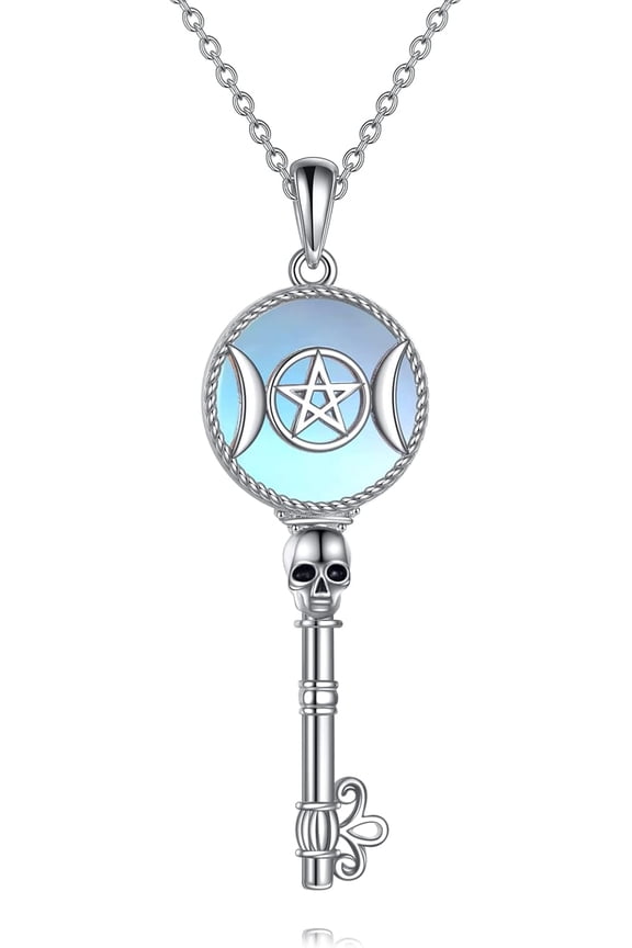 Hecate Necklace Moonstone Star of David Amulet Pendant Sterling Silver Lunar Goddess Pendant Wiccan Jewelry for Women