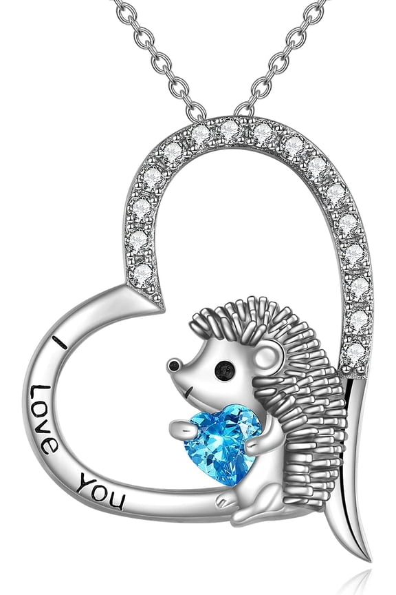 Hedgehog Necklace Sterling Silver Heart Jewelry for Women 18"