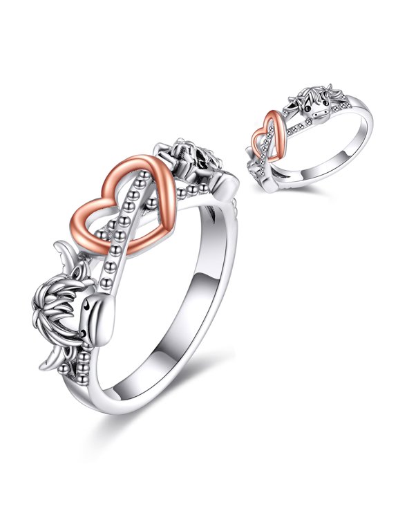 Highland Cow Infinity Ring 925 Sterling Silver Cute Cow Animal Ring Mother MOM Jewelry Gift for Women 7