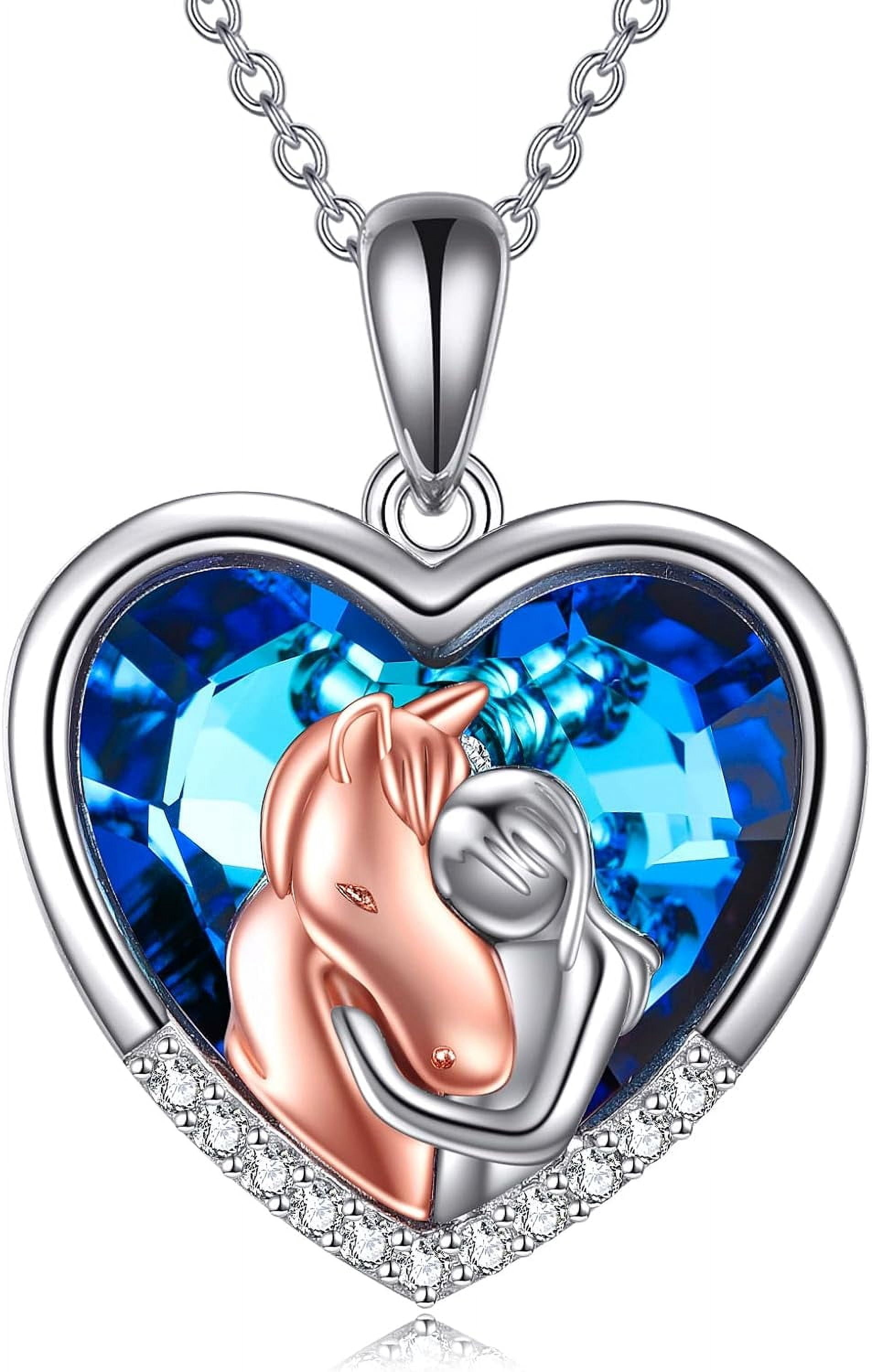 YAFEINI Horse Pendant Necklace Jewelry 925 Sterling Silver Women Embrace Horse Gift For Women