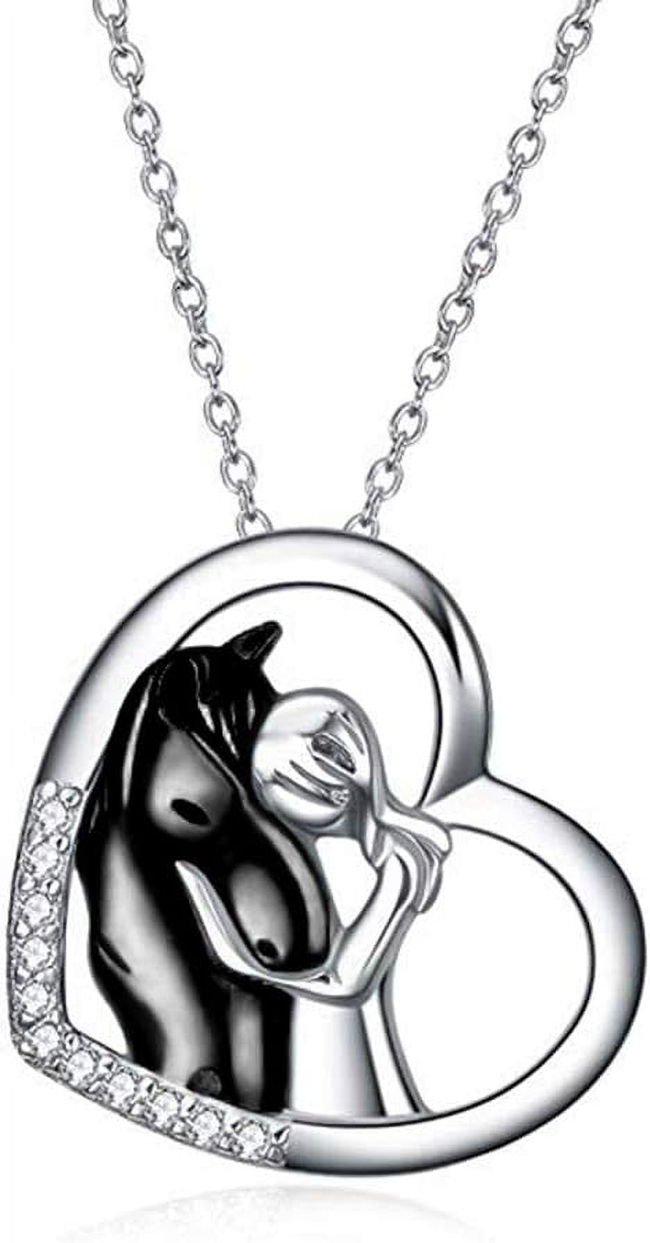YAFEINI Horse Pendant Necklace Jewelry 925 Sterling Silver Women Embrace Horse Gift For Women