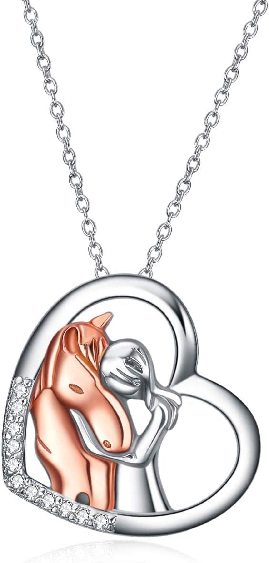 YAFEINI 925 Sterling Silver Horse Pendant Necklace for Women -  Equestrian Horse Jewelry Gifts for Horse Lovers