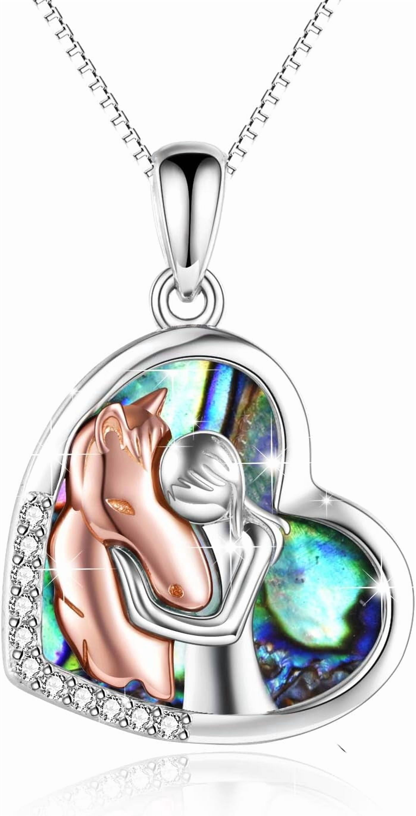YAFEINI Horse Pendant Necklace Jewelry 925 Sterling Silver Women Embrace Horse Gift For Women