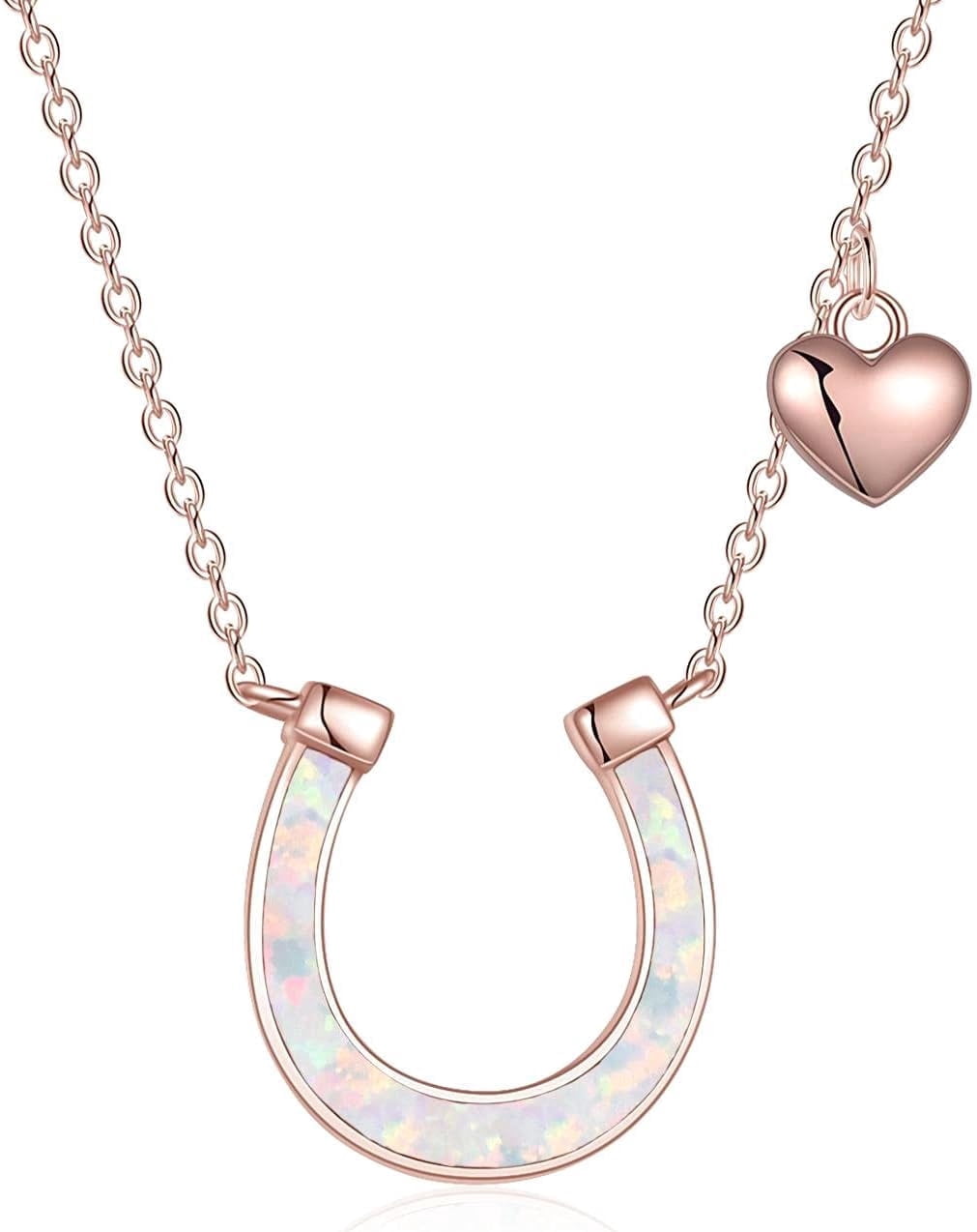 YAFEINI White Opal Horseshoe Necklace for Women Sterling Silver White Opal Horse Jewelry Gifts for Women
