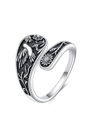 Hummingbird Spoon Rings 925 Sterling Silver Spoon Rings Vintage Thumb Rings Adjustable Thumb Rings for Women
