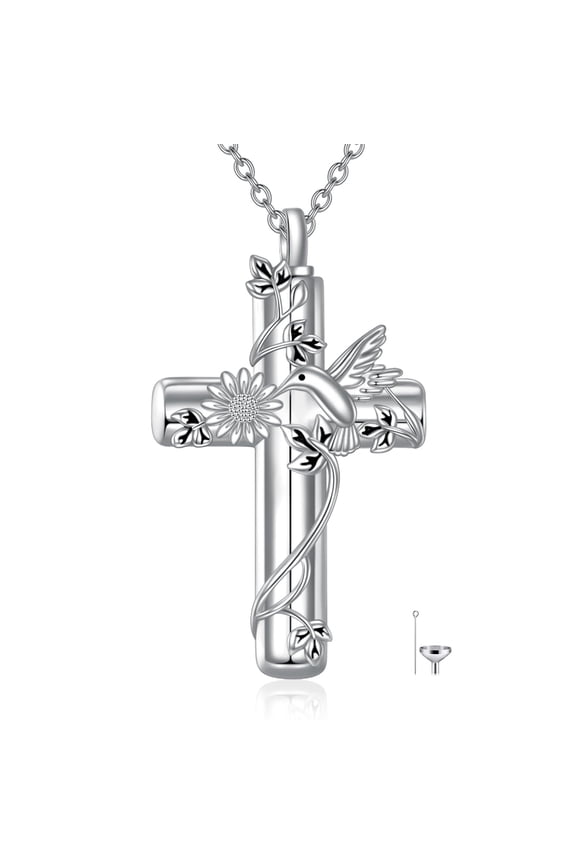 Hummingbird Urn Necklace for Ashes S925 Sterling Silver Cremation Jewelry Bird Memorial Keepsake Pendant with Funnel Filler Christmas Gifts for Women Mom Wife
