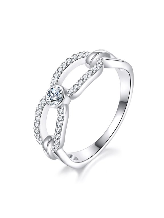 Infinity Moissanite Wedding Band Rings for Women Chain Link Promise Ring For Wife Women #8