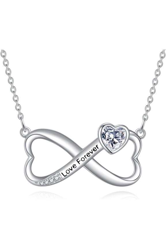 Infinity Necklace 925 Sterling Silver Infinity Heart Pendant Necklace Love Forever Infinity Jewelry for Women Men