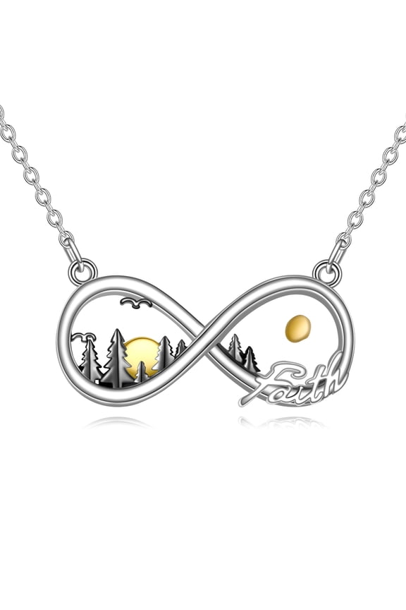 Infinity Necklace Sterling Silver Mustard Seed Pendant Faith Jewelry Gifts for Women Men