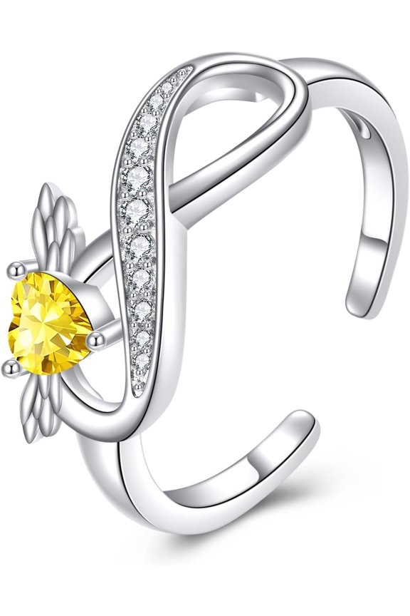 Infinity Open Ring 925 Sterling Silver Citrine Infinity Ring Infinity Engagement Anniversary Ring Jewelry Gifts for Women