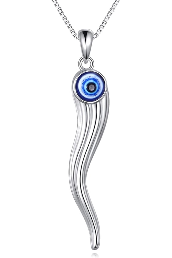 Italian Horn Necklace 925 Sterling Silver Evil Eye Pendant Necklace Italian Cornicello Jewelry Gifts for Women Friend
