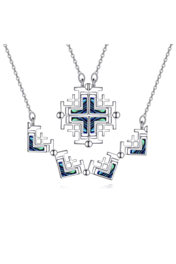 Jerusalem Cross Necklace Sterling Silver Folding Cross Pendant Cross Jewelry Gift for Women