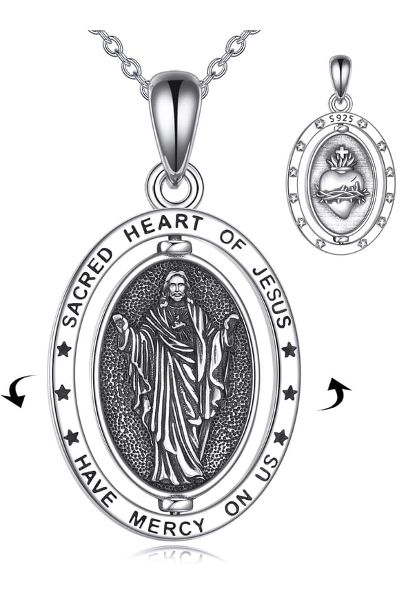 Jesus Necklace 925 Sterling Silver Christian Necklace Religious Jewelry for Women Men