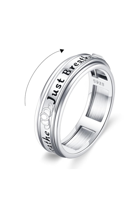 Just Breathe Rings for Women 925 Sterling Silver Just Breath Hope Spinner Spinning Fidget Rings for Women Just Breathe Lotus Relieve Stress Jewelry Gift