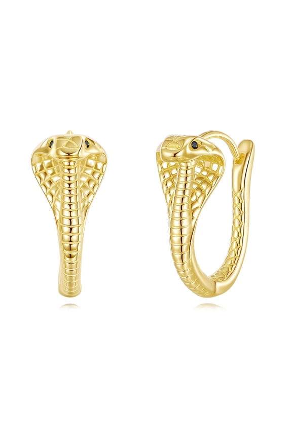 King Cobra Gold Snake Earrings for Women 925 Sterling Silver Cobra Hoop Earrings 18K Gold Plated Snake Earrings Hoop Animal Jewelry for Women Wife