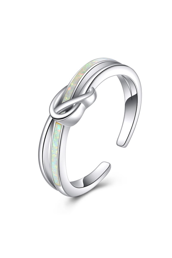 Knot Ring for Women 925 Sterling Silver Opal Ring White Opal Rings Adjustable Rings Minimalist Jewelry Gifts for Mother Wife Partner Birthday Anniversary Christamas