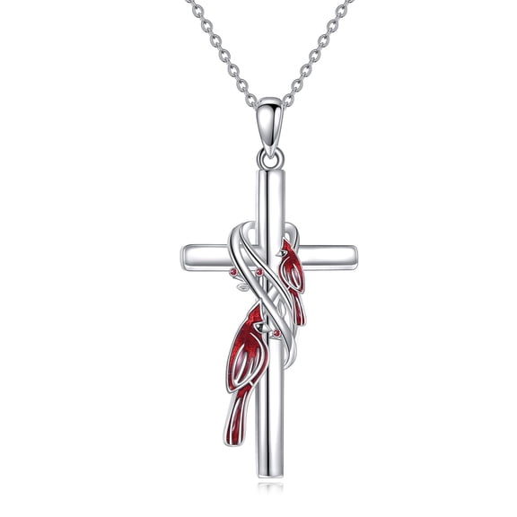 YAFEINI Ladybug/Dragonfly/Hummingbird/Elephant/Bee/Turtle/Cardinal Necklace for Women Sterling Silver Cross Necklace Animal Jewelry Gift for Women (cardinal)