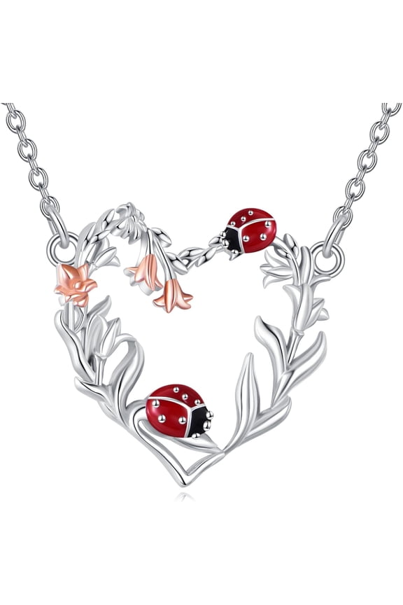 Ladybug Necklace for Women 925 Sterling Silver Bug Necklace Ladybug Pendant Ladybug Gifts for Women Mother Lover