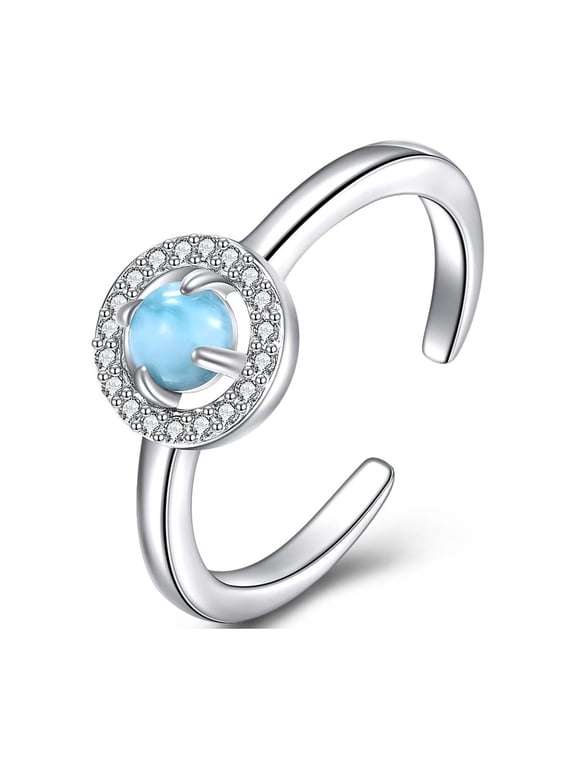 Larimar Ring 925 Sterling Silver Larimar Open Ring for Women Larimar Jewelry for Women Birthday Valentine's Day Christmas Gifts
