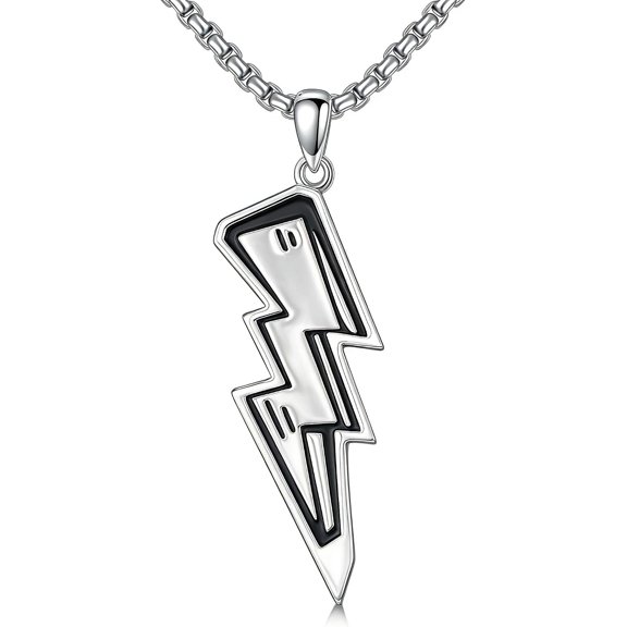 YAFEINI Lightning Bolt Pendant Necklace for Men Women - Vintage Rock Streetwear Jewelry Gift for Him Her Anniversary