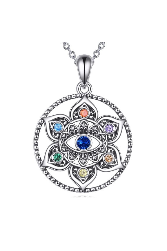 Lotus Necklaces for Women 925 Sterling Silver Chakra Evil Eye Necklace Lotus Flower Jewelry Gifts for Her