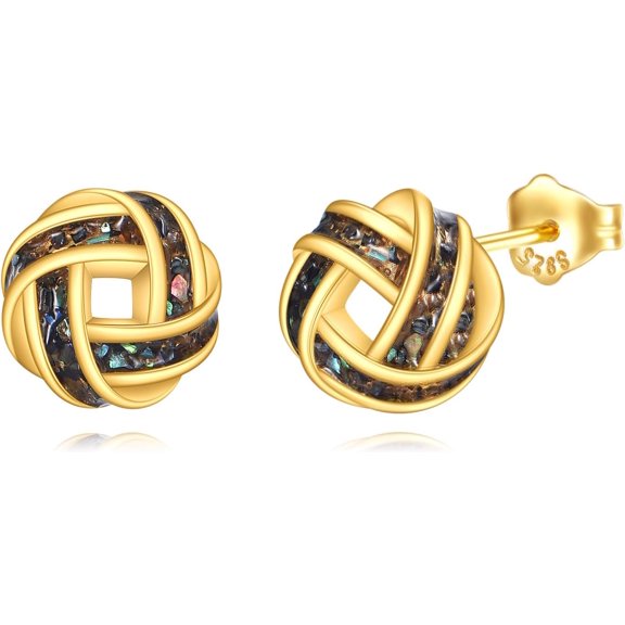 YAFEINI Love Knot Earrings Sterling Silver Abalone Love Knot Stud Earrings Dainty Minimalist Jewelry Gift for Women