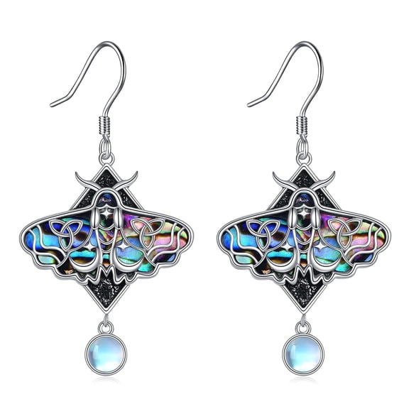 YAFEINI Luna Moth Dangle Earrings Sterling Silver Moonstone Earrings Gifts Witch Jewelry for Women