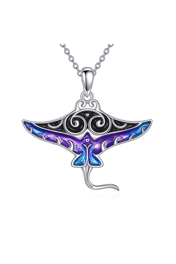 Manta Ray Necklace Sterling Silver Manta Ray Pendant Ocean Animal Jewelry Gift for Women Men