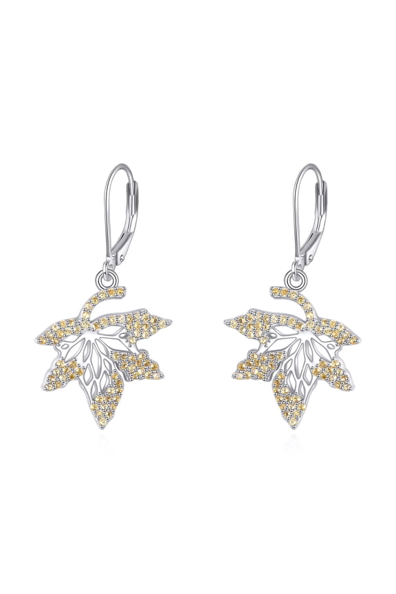 Maple Leaves 925 Sterling Silver Leverback Earrings Plant Leaf Jewelry Gift for Women Birthday Christmas