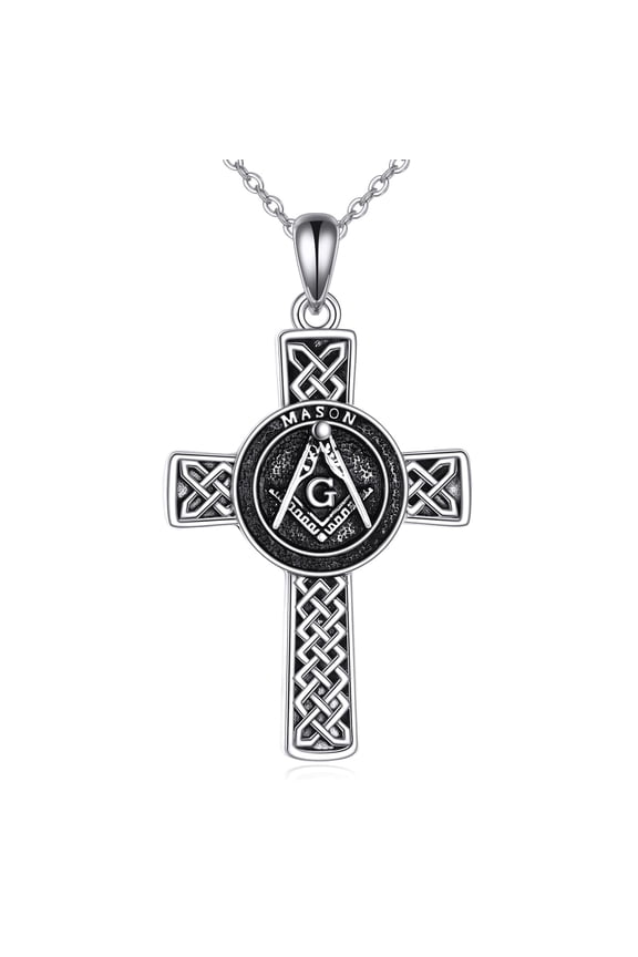 Masonic Symbol Necklace 925 Sterling Silver Celtic Cross Pendant Jewelry for Women