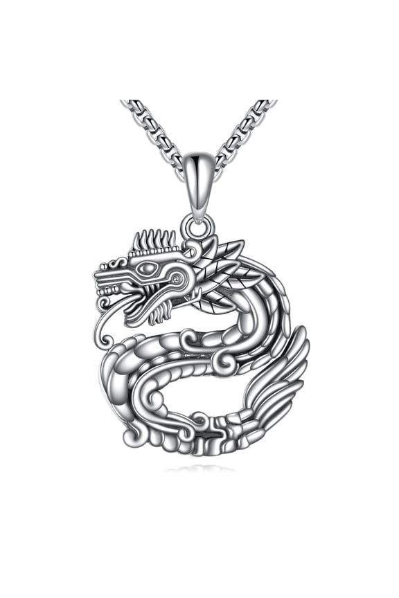 Mayan Dragon Necklace Sterling Silver Aztec Mayan Calendar Pendant Religious Jewelry Mayan Gifts for Women Men