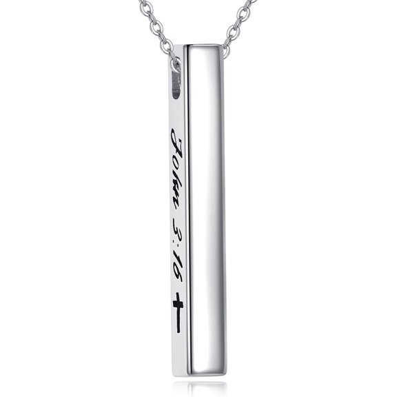 YAFEINI Minimalist Bar Necklace 925 Sterling Silver john 3 16 Pendant Jewelry Gifts For Men Women
