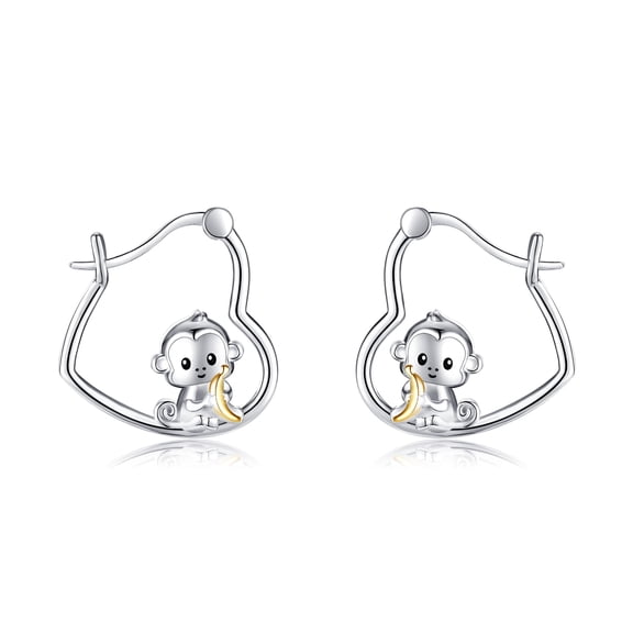YAFEINI Monkey Earrings 925 Sterling Silver Banana Earrings Cute Animal Earrings for Women Monkey Jewelry