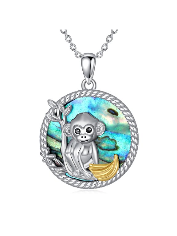 Monkey Necklace Sterling Silver Cute Animal Pendant Necklace Monkeys Holiday Christmas Gifts Jewelry for Women monkey lovers