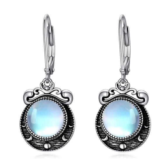 YAFEINI Moon Phase Earrings Sterling Silver Crescent Moon Phase Dangle Drop Earrings for Women Moonstone Leverback Earrings Moonstone Jewelry Gift for Women Mom Wife