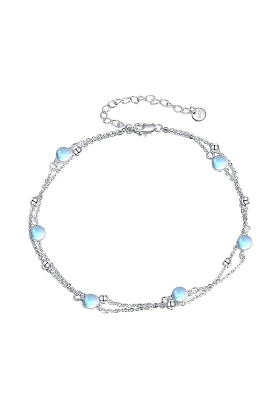 Moonstone Bracelet for Women Sterling Silver Beach Jewelry Gift for Women (moonstone, bracelet 7+2'')