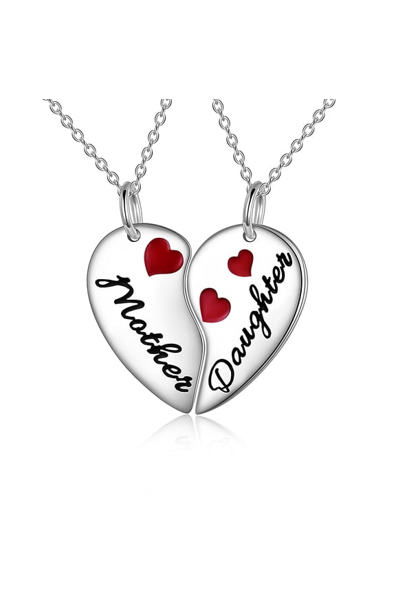Mother Daughter Necklaces Set for 2 Sterling Silver Two Heart Necklace Mommy and Me Jewelry Gifts for Mom Daughter Women Birthday Chrismas Mothers Day Gifts