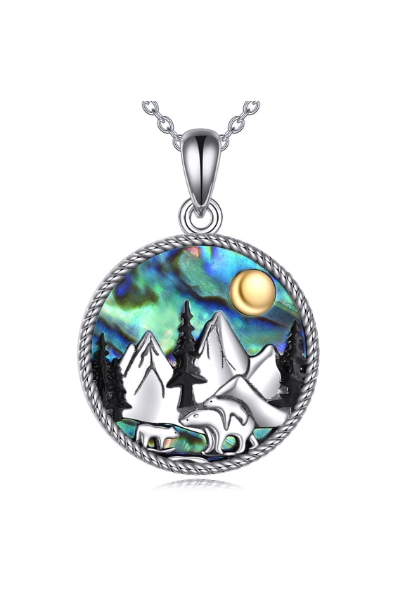 Mountain Bear Necklace 925 Sterling Silver Mama Bear Necklace Animal Necklace Jewelry for Women Mom Lover