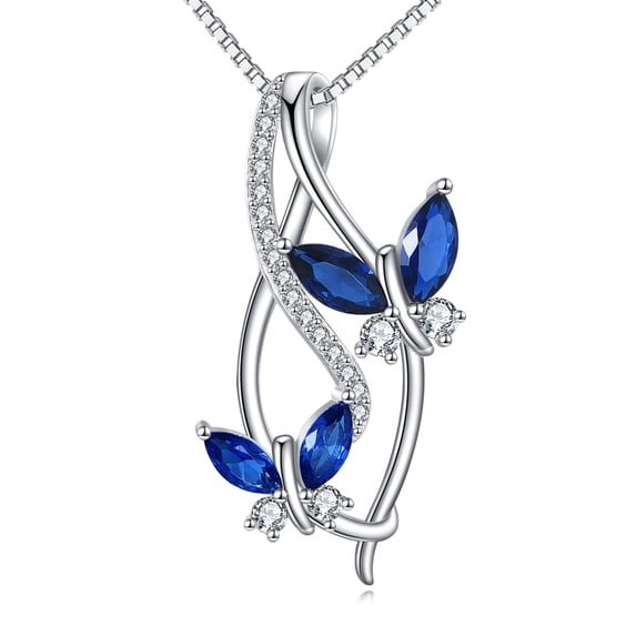 YAFEINI Necklace for Women 925 Sterling Silver Blue Infinity Butterfly Pendant Necklace Jewellery Gifts for Women