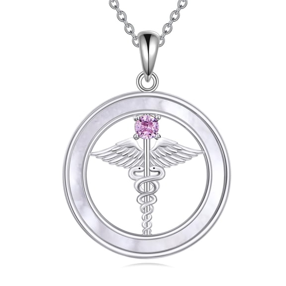 YAFEINI Nurse Pendant Necklace 925 Sterling Silver Nurse Pendant Caduceus Necklace Nurse's Day Nurse Necklaces for Women Nursing Graduation Gifts