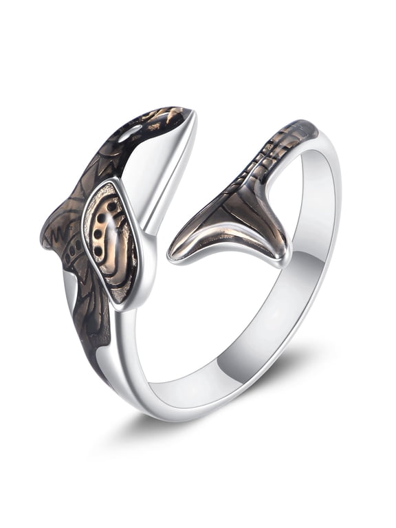 Orca Ring 925 Sterling Silver Orca Whale Animal Ring Ocean Jewelry Gift for Women 5
