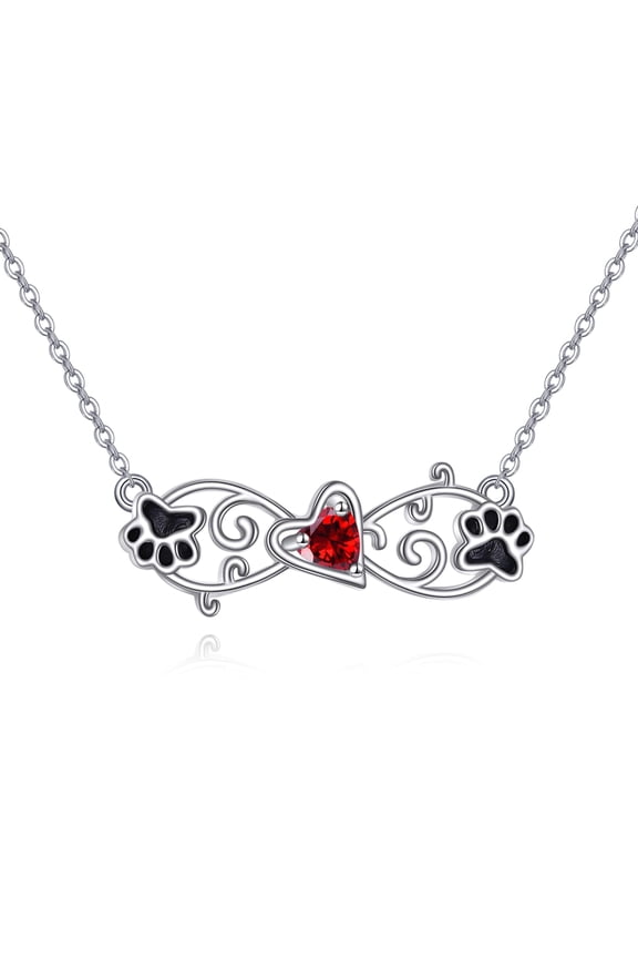 Paw Necklace Sterling Silver Infinity Paw Print Pendant Necklace Paw Jewelry for Women Dog Paw Gifts for Dog Lovers Cat Paw Gifts