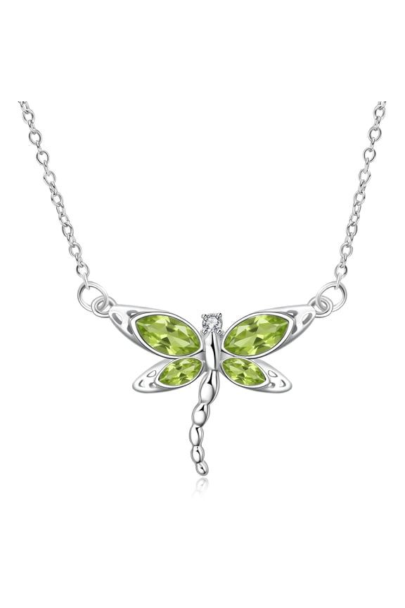 Peridot Green Dragonfly Necklace for Women Sterling Silver Dragonfly Birthday Gifts