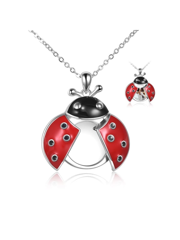 Personalized Ladybug Locket Necklace that Holds Pictures 925 Sterling Silver Custom Ladybug Necklace for Women Jewelry for Mother Lady Bug lovers